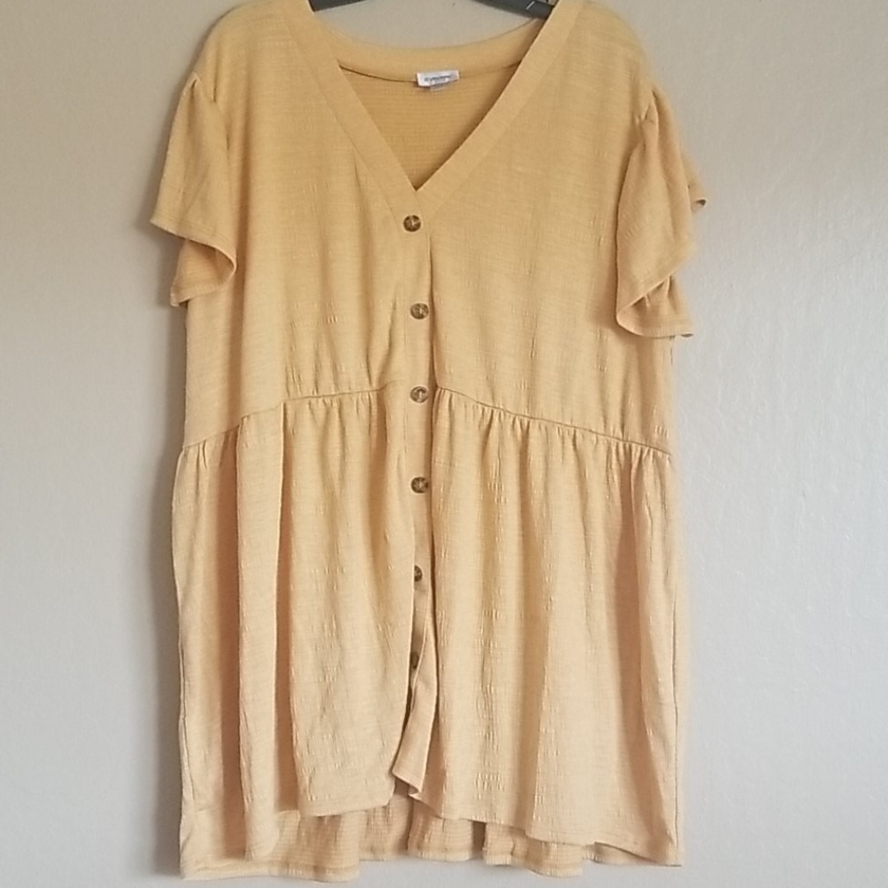 Avenue Yellow Golden Faux Button Top Shirt 3